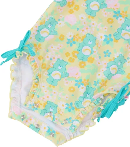 Vista 8 de RuffleButts - Traje de baño de una pieza con protección solar UPF 50+, camiseta de protección floral estampado, manga larga, con cierre zipper