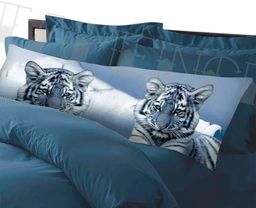 Vista 3 de Tamengi Funda de almohada corporal, funda de almohada de tigre azul y blanco, funda de almohada larga con cierre de cremallera, decoración