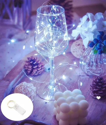 Vista 12 de Mini luces de hadas rosas, funcionan con pilas, 20 luces LED con cable plateado de 7 pies, luces de hadas para decoración de Navidad, Halloween