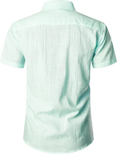 Vista 3 de ZEROYAA Camisas casuales de algodón ligero con botones para hombre aguamarina (Aqua Sky)