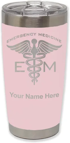 Vista 13 de LaserGram Vaso aislado al vacío de 20 onzas, medicina de emergencia, grabado personalizado incluido (gris) Engraved Gift for Doctors, Vacuum