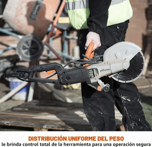 Vista 5 de Evolution R230DCT Sierra eléctrica para hormigón de 9 pulgadas Hoja de mampostería de diamante incluida Motor de 15 A Profundidad de corte
