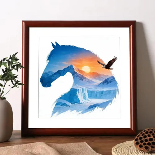 Vista 4 de VISIAIP Kit de pintura artística de caballo con diamantes para adultos, 5D de bricolaje completo con diamantes redondos, diseño de paisaje