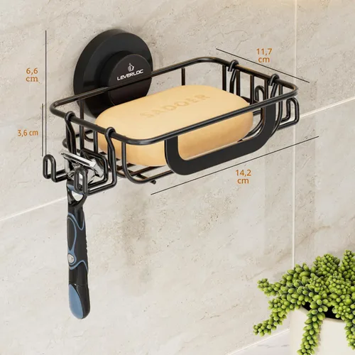 Vista 7 de LEVERLOC Soporte para jabón, jabonera para ducha, soporte de jabón con Negro