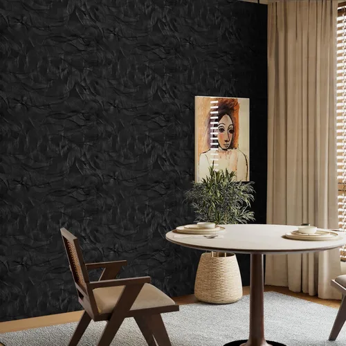 Vista 4 de VaryPaper Papel tapiz moderno con textura negra, para despegar y pegar, diseño geométrico en espiral, para dormitorio, baño, extraíble