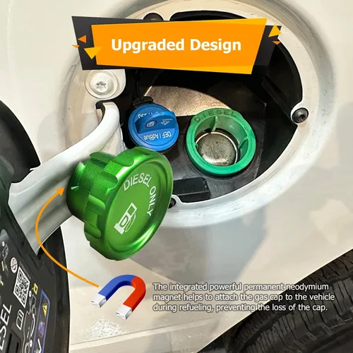 Vista 3 de WeiSen Tapa de combustible diésel de aluminio compatible con Dodge Ram 1500 2500 3500 verde magnético 2019-2024