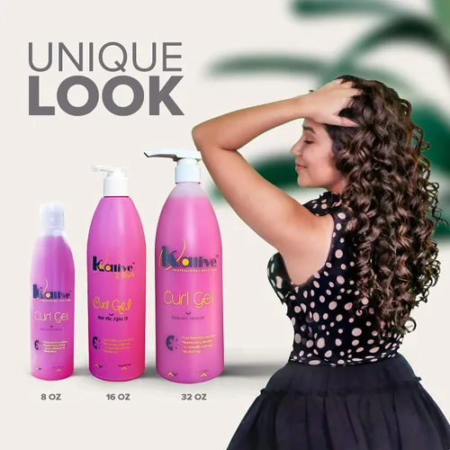 Vista 7 de KALIVE Curl Gel de 32 onzas para mujeres, define todo tipo de rizos, ondas y texturas para cabello natural o permanente