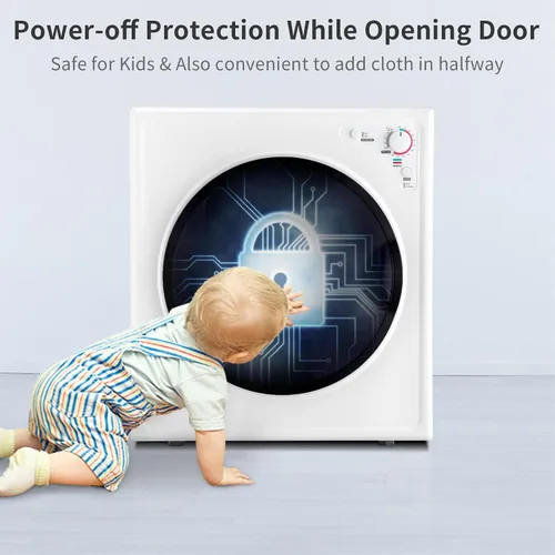 Vista 4 de ROVSUN Secadora de ropa portátil de 9 libras -1400 W con perilla de fácil control, color blanco