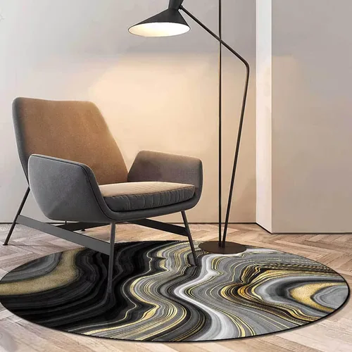 Vista 19 de Tapete redondo de mármol verde esmeralda, lavable, pequeño círculo, para dormitorio, sala de estar, alfombra moderna abstracta circular, 2 pies