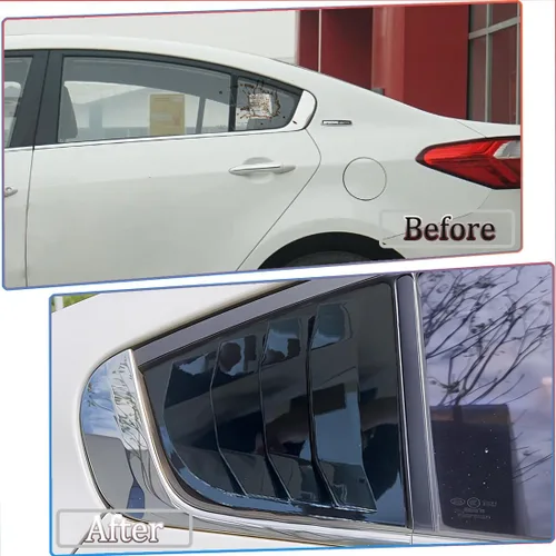 Vista 3 de MUXEE 2 piezas de rejillas para ventana lateral trasera con estampado, embellecedor de rejilla para ventilación, cubiertas de persianas, para Kia