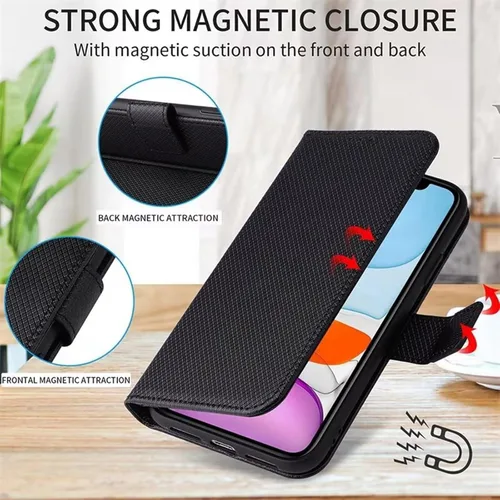 Vista 3 de Funda de cuero tipo cartera para Vivo Y21s/Vivo Y21, funda de piel sintética antideslizante para Vivo Y21s/Vivo Y21, funda de piel sintética
