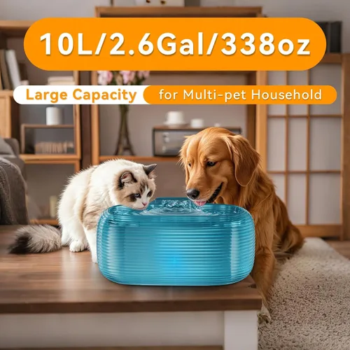 Vista 2 de Fuente de agua JIMICOW 10L/3.8Gal/352oz para perros grandes, fuente de agua para perros, fuente de agua para mascotas con 5 filtros de reemplazo y 4