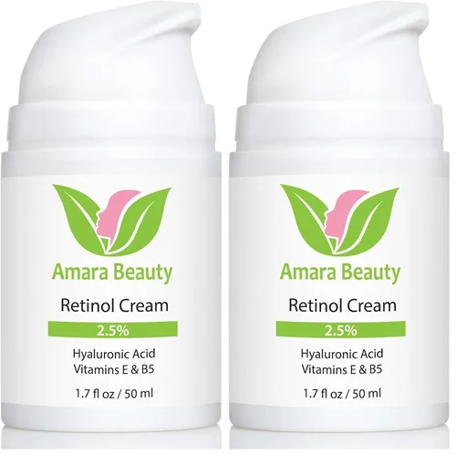 Vista 7 de Amara Organics, crema con retinol para rostro, 2.5 % con ácido hialurónico, vitaminas E y B5, 1.7 onzas líquidas