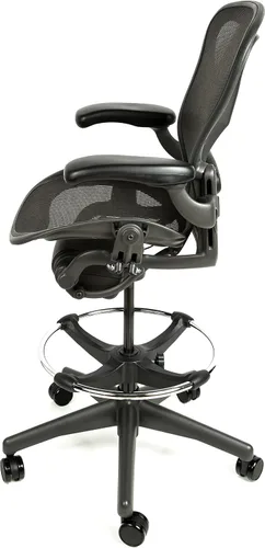 Vista 5 de Herman Miller Taburete de dibujo Aeron tamaño B con anillo de dibujo de mercado posterior, aluminio