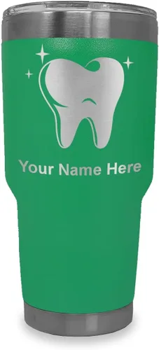 Vista 23 de LaserGram Vaso aislado al vacío de 20 onzas, con diente, grabado personalizado incluido (negro)