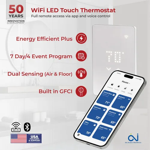 Vista 5 de LuxHeat Sistema eléctrico de calefacción por suelo radiante de 10 pies cuadrados - Sistema de calefacción de piso de 120 V para azulejos - Incluye