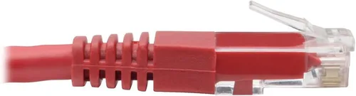 Vista 3 de Tripp Lite Cable de conexión moldeado Gigabit Cat6 Cat5e RJ45 M/M 550MHz Rojo