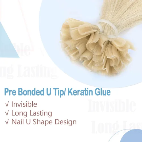 Vista 3 de Neitsi Extensiones de cabello humano con punta en U, extensiones de cabello humano real natural con punta en U, extensiones de cabello humano