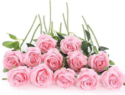 Vista 18 de Laelfe 12 PCS Flores Artificiales Rosas Negras, Flores de Seda Falsas de Tallo Largo Rosa Artificial para Decoraciones de Halloween Hogar Boda Negro
