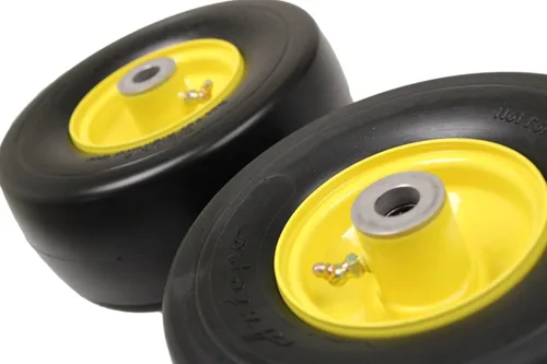 Vista 5 de (Individual) 9x3.50-4 Conjuntos de neumáticos libres planos compatibles con John Deere 38" 48" 54" AM115510, 4" Hub, 3/4" con rodamientos