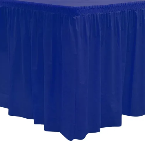 Vista 29 de Party Essentials Falda de mesa de plástico desechable resistente, 1 unidad, 29 pulgadas de ancho x 14 pies (168 pulgadas) de largo, amarillo