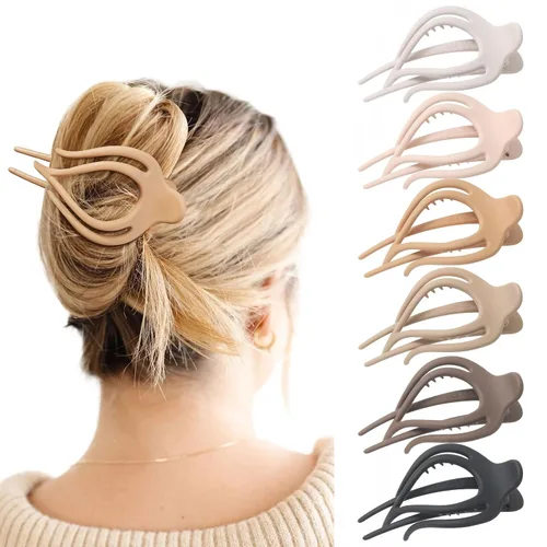 Vista 20 de Pinzas de pelo planas French Concord - 6 piezas, pinzas de pelo curvas sin deslizamiento, pinzas de agarre para volumen, pinzas de pelo para mujeres