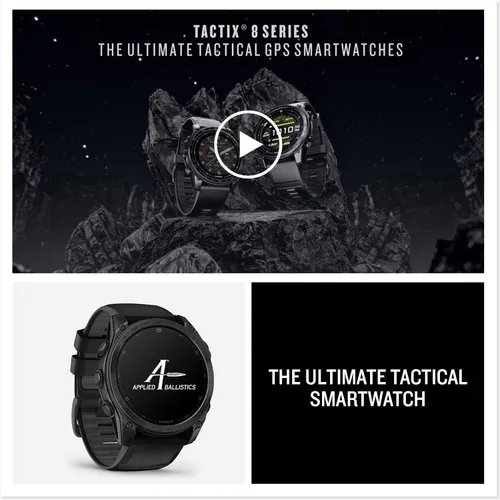 Vista 8 de Garmin tactix® 8 47mm, pantalla AMOLED, reloj inteligente táctico GPS premium, incluye Applied Ballistics Ultralight™ Solver