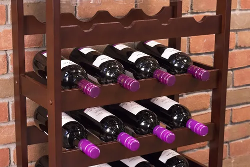 Vista 6 de Merry Products - Estante para vino de 16 botellas, color espresso