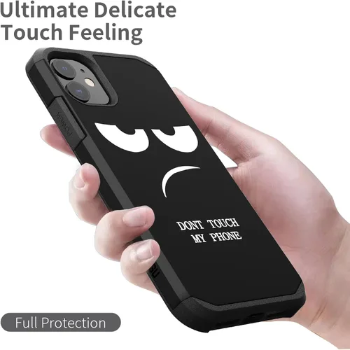 Vista 6 de Funda para iPhone 11, bonita funda [Don't Touch My Phone] a prueba de golpes de doble capa resistente de silicona protectora de plástico para niñas