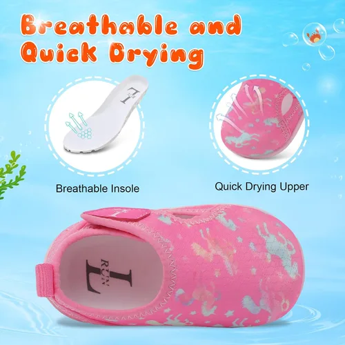 Vista 2 de Zapatos de agua para niños y niñas, zapatos de playa para niños y niñas, secado rápido, antideslizantes, transpirables, calcetines acuáticos