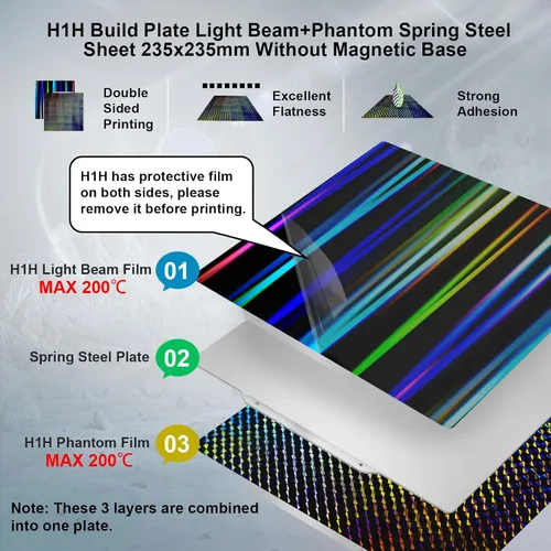 Vista 3 de IdeaFormer-3D H1H Placa de Construcción 235x235mm, Haz de Luz Doble Cara+Muelle de Acero Flexible Fantasma para Creality Ender 3/Ender 3 Pro/Ender 3