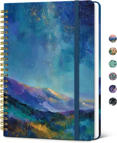 Vista 30 de Taja Cuaderno de Diario en Espiral con Líneas para Mujeres, A5 Lindo Cuaderno de Tapa Dura con Rayas Universitarias para Trabajo y Toma de Notas