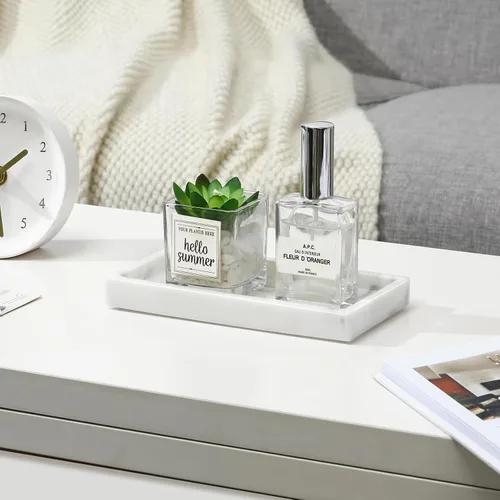 Vista 7 de Organizador de joyas, Bandeja de resina, cuarto de baño, cocina, tocador de baño, plato, organizador cosmético para velas perfume, jabón, champú
