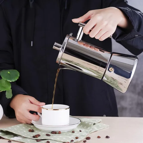 Vista 9 de Easyworkz Diego - Cafetera de café expreso para estufa, 12 tazas de 17.5 onzas, con mango largo hueco de acero inoxidable, cuchara medidora de 0.27