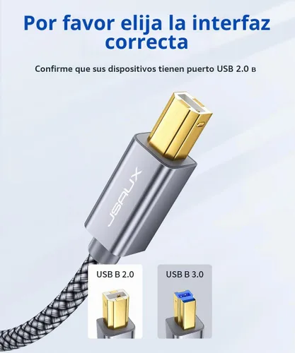 Vista 5 de JSAUX - Cable de impresora, cable de escáner USB tipo A macho a tipo B macho, USB 2.0, de alta velocidad, compatible con HP, Canon, Dell, Epson, Gris
