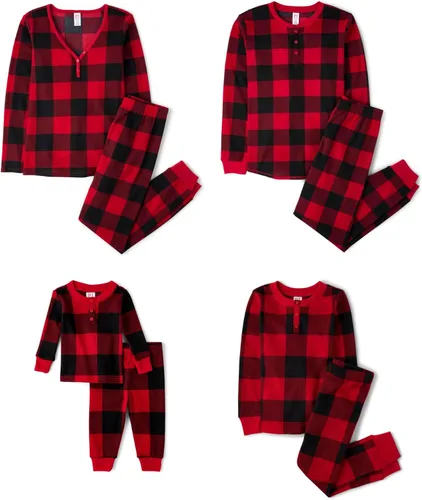 Vista 13 de The Children's Place Family Matching, Plaid Waffle 2 Piece Pajama Sets