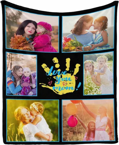 Vista 9 de InterestPrint Regalos personalizados para mamá, manta personalizada con fotos y fotos familiares, regalos de cumpleaños para el día de la madre