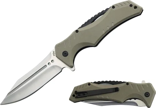 Vista 7 de S-TEC Cuchillo de bolsillo plegable EDC con rodamiento de bolas con mango compuesto G10, estilo múltiple para elegir