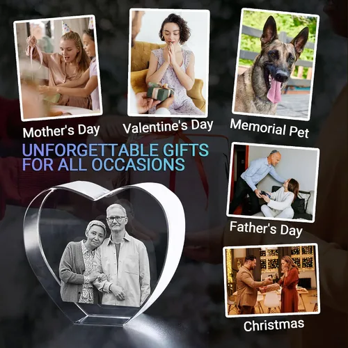 Vista 5 de Foto de cristal 3D, regalos personalizados para mujeres, regalos de cumpleaños personalizados para hombres, mamá, ella, él, marido, regalo