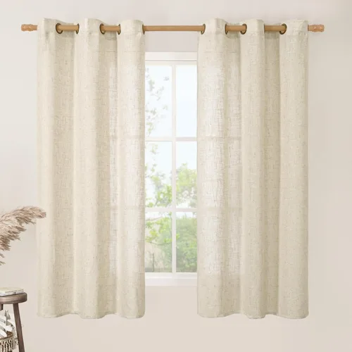 Vista 17 de LAMIT Cortinas de lino marrón caramelo para sala de estar, 84 pulgadas, de lino sintético, texturizado, filtrante de luz, paneles de privacidad