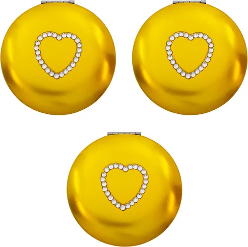 Vista 5 de Stephanie Imports Juego de 3 espejos compactos delgados con aumento de doble cara en forma de corazón
