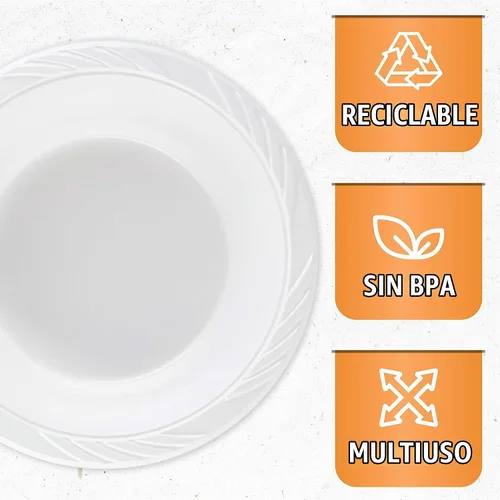 Vista 6 de 50 cuencos desechables de plástico blanco de 18 onzas