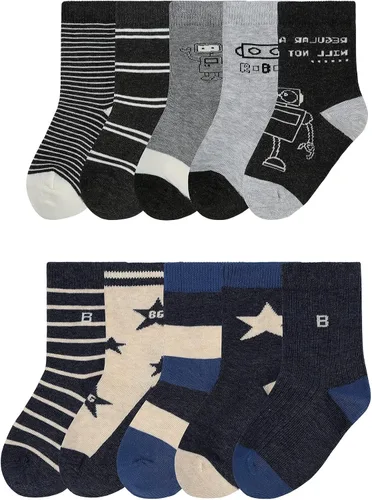 Vista 3 de HUMAN FEELINGS Calcetines para niños calcetines deportivos para niños de 4 a 12 años paquete de 5 pares de calcetines de vestir Azul-Blanco