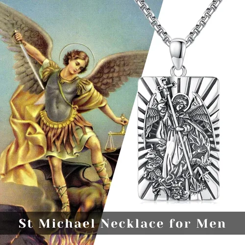 Vista 7 de Collar con medalla de San Patrón, plata de ley 925, collar con colgante de protección, joyería católica, regalos para hombres y mujeres