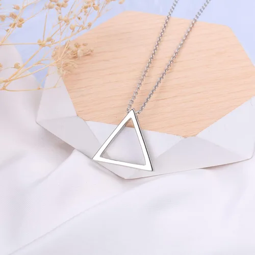 Vista 5 de DAOCHONG Collar de plata de ley 925 con formas geométricas, triángulorectángulorombocírculo, collar con colgante para mujer
