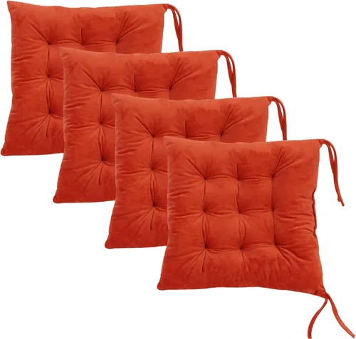 Vista 14 de Juego de 2 cojines para sillas de comedor con lazos, almohadilla antideslizante para silla de cocina para interior y tapete de asiento de comedor
