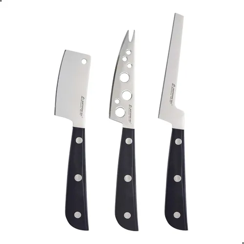 Vista 11 de Cuchillo para Queso - MATTSTONE HILL Cuchilla para Queso, Cortador de Queso Duro, Acero Inoxidable Premium, Mango Negro