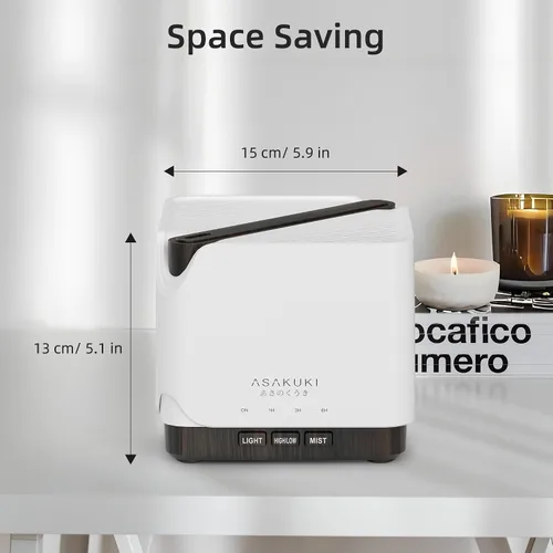 Vista 7 de ASAKUKI Difusor de aceite esencial, humidificador ultrasónico multifuncional para aromaterapia con aceite fragante vaporizador con temporizador