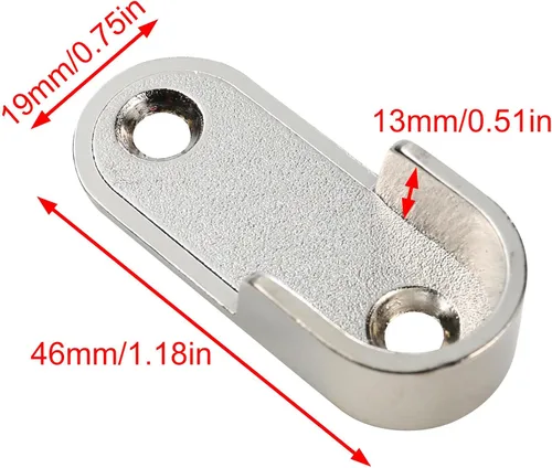 Vista 4 de UHPPOTE Soporte ovalado para barra de armario para varillas de 0.591x1.181 in (paquete de 2)