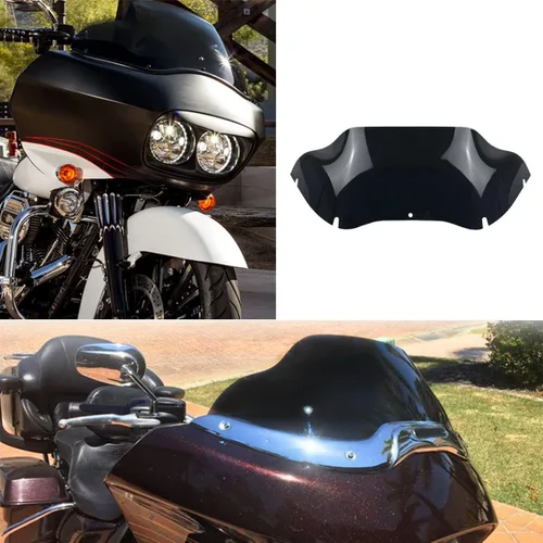 Vista 8 de Parabrisas Negro de 9.5 pulgadas Divisor de Viento Compatible con Harley Davidson Touring Road Glide FLTR 1998-2013 (Tintado)